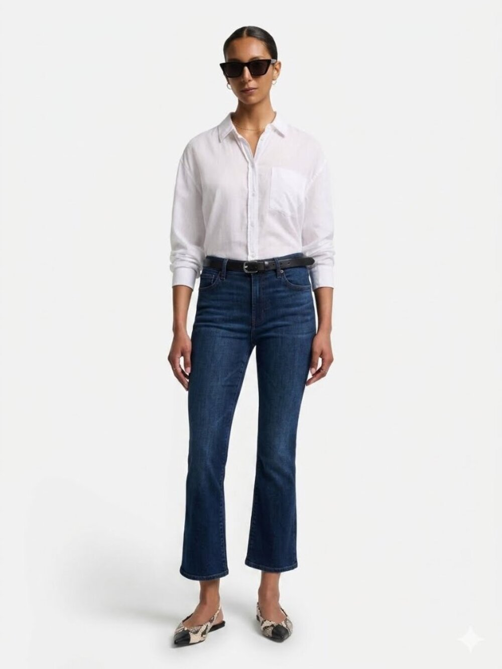 7 For All Mankind High-Waist Slim Kick Jeans Dark Wash Flare Stretch Denim Women